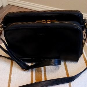 NWT Travel/Functional Black Leather Crossbody